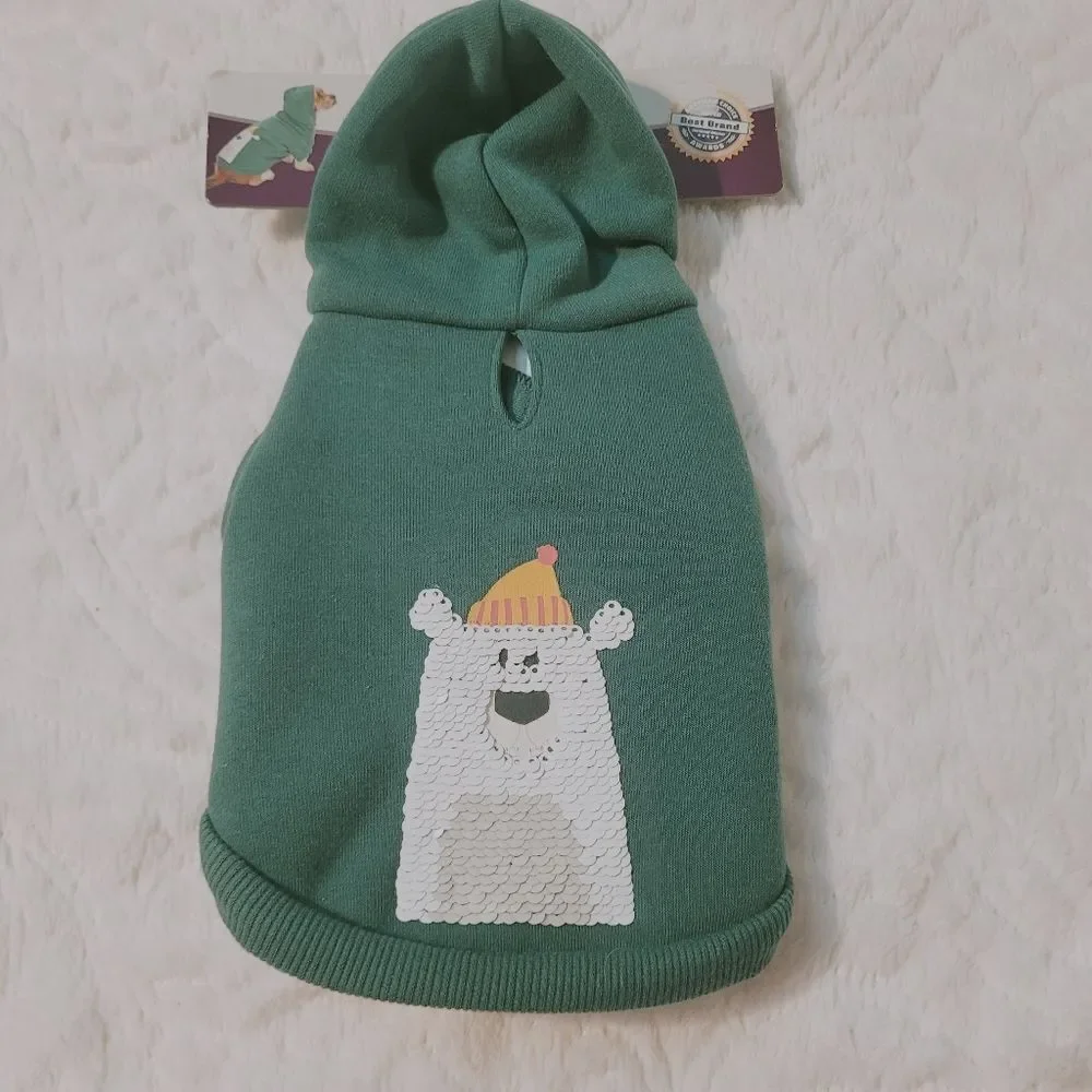 Heart to Tail Pet Hoodie Sweatshirt with Sequin Flip Polar Bear XS X-Small New